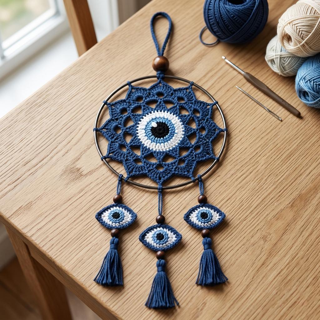 24 Crochet Dreamcatcher Patterns: 24 Beautiful Designs 12 Evil Eye Crochet Wall Hanging