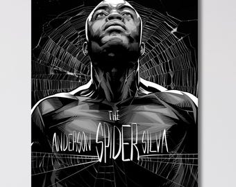 Anderson "Spider" Silva Canvas Print, Spider Web UFC Wall Art, MMA Legend Poster
