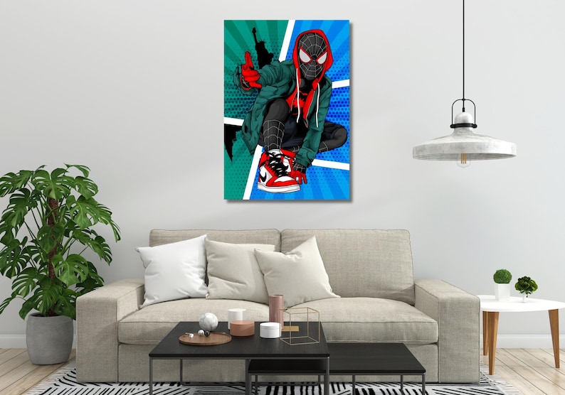 Spider-Man Nike Air Canvas Print Kids Wall Decor Modern Superhero Sneaker Art Poster image 3