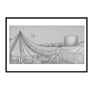 Art print - "John before the firmament" - Graphic by Thomas Delcassé, handmade according to his own design, DIN A4 or DIN A3