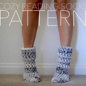 PDF - PATTERN ONLY -- Cozy Reading Socks - crocheted sock pattern