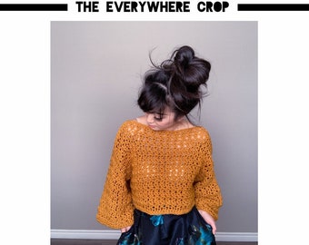 PDF - PATTERN ONLY - The Everywhere Crop Pattern - cropped sweater pattern - slouchy sweater - yoga  sweater pattern - crochet sweater