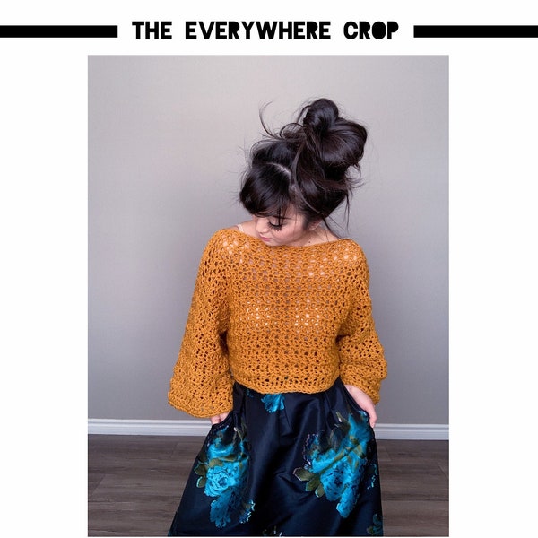 PDF - PATTERN ONLY - The Everywhere Crop Pattern - cropped sweater pattern - slouchy sweater - yoga  sweater pattern - crochet sweater