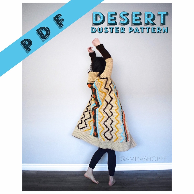 PDF PATTERN ONLY Desert Duster Sweater Pattern slouchy sweater southwest inspired sweater pattern crochet pattern image 1