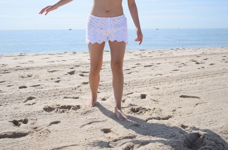 beach cover up summer shorts knit shorts CUSTOM crocheted cotton shorts crocheted shorts FREE SHIPPING