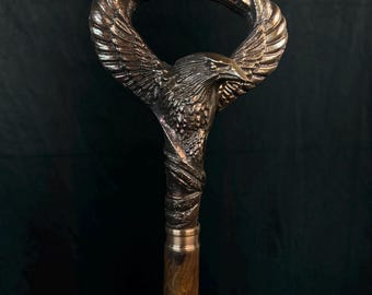 Canne de marche Eagle Head avec manche en bois torsadé