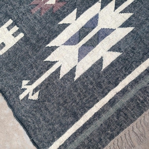 Kelim Teppich, Handgewebter, Kelim Teppich Handgewebt, Kilim Dhurrie Teppich, Traditioneller Indischer Jute Teppich, Teppich für Schlafzimmer, Flur, Wohnzimmer