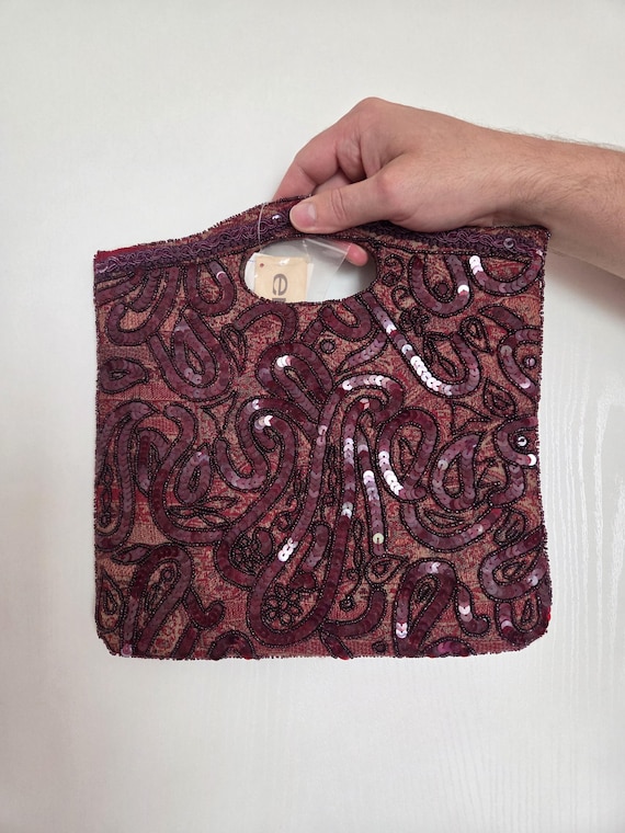 Vintage Entra Hand Beaded Sequin Handbag Clutch Flapper Style Sac à Main