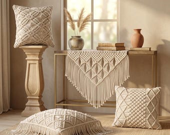 Macramé, funda de almohada bordada, cojín de meditación, fundas de almohada, cojines para exteriores, cojines decorativos, decoración acogedora para el hogar, tapiz de cama bohemio