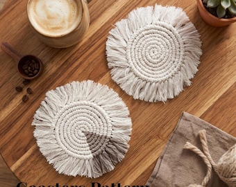 Macrame PDF, Coasters, Pattern, Coaster Set, Boho Decor, Digital Products, Made by Be Patterns, Nordic Knots, Cotton Anniversary Gifts