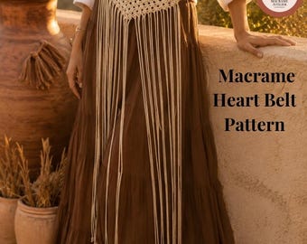 Corazón, Patrones de macramé, Cinturón tejido, Tutorial de cinturones, Patrones, Crea tus propios productos digitales con instrucciones escritas. Patrones hechos por mí.