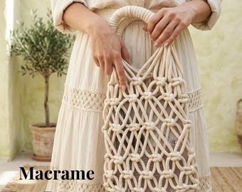Modello per borsa in macramè, Makrome, PDF, Borse, Borse a tracolla, Tutorial, Borsa boho, Articoli fatti a mano, Realizzato da me, Regali per la fidanzata, Accessori