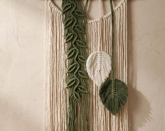 Decoración otoñal para el hogar, hoja de macramé para colgar en la pared, arte bohemio, decoraciones acogedoras, regalo para amantes de la naturaleza, regalos para un nuevo hogar, aniversario de algodón, ambiente otoñal.