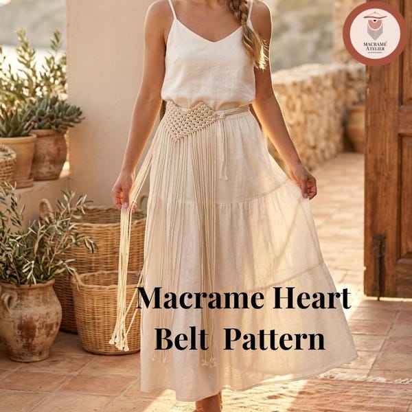 Heart, Macrame Patterns, Woven Belt, Belts Tutorial, Patterns, PDF, Make Your Own Written Instructions Digital Products Made By Me Patterns