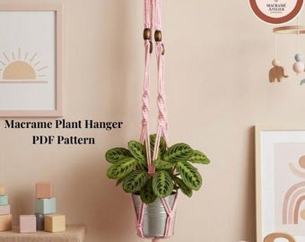 Colgador de plantas de macramé, PDF, Patrón, Decoración bohemia, Productos digitales, Hecho por Be Patterns, Decoraciones de jardín, Nudos nórdicos, Amante de las plantas bohemias