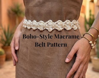 Makramee PDF, Gürtel, Muster, Boho Kleidung, schriftliche Anleitung, digitale Produkte, Made By Me Schnittmuster, nordische Knoten, Rave Outfits, Festival