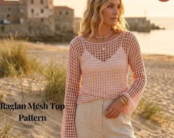 Patrón de top de crochet, PDF, tops de verano, ropa bohemia, ropa para fiestas rave, descarga instantánea, atuendo para festivales, ropa de playa para mujer, pareo de playa