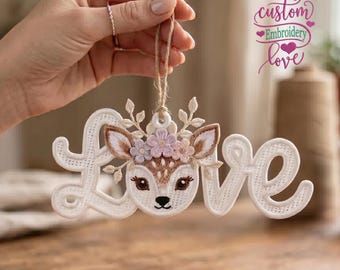LOVE DEER FSL Embroidery Design