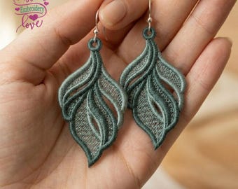 Leaf Lace Earrings FSL Embroidery Design