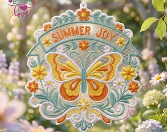 Summer Joy FSL Embroidery Design, Free Standing Lace Embroidery, Digital Download