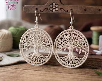 Tree of Life Earrings FSL Embroidery Design