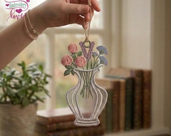Spring Blossom Vase FSL Embroidery Design