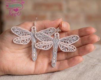 Dragon Fly FSL Earrings Embroidery Design