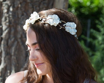 White hydrangea flower crown, wedding