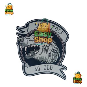 Lone Wolf Biker Patch - Snarling Wolf Head Embroidered Badge - Motorcycle Chain Frame Iron On Applique for Vest Backs, Leather Jackets