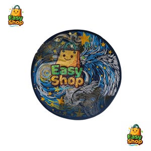 Starry Night Wolf Patch - Van Gogh Impressionist Art Embroidered Badge - Howling Wolf Moon Circular Iron On Applique for Jackets, Bags