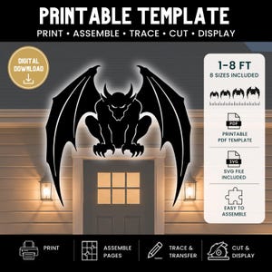 Silhouet van een waterspuwer voor gotische Halloween-decoratie | Dakbeschermer voor tuindecoratie SVG PDF