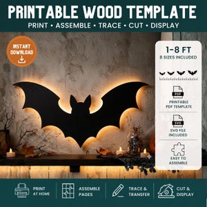 Large Bat Silhouette Template for Halloween Yard Decor and Spooky Displays