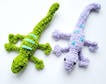 Chunky Yarn Lizard Crochet Pattern, Kawaii Gecko Plush PDF, Intermediate Reptile Toy