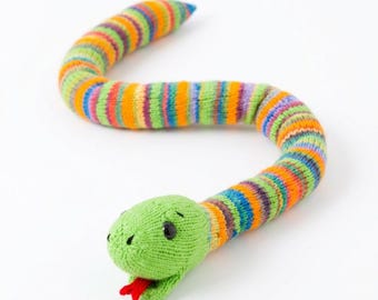 Knitted Snake Toy Pattern, Easy Plushie PDF, Beginner Friendly, Nursery Decor (Instant Download)