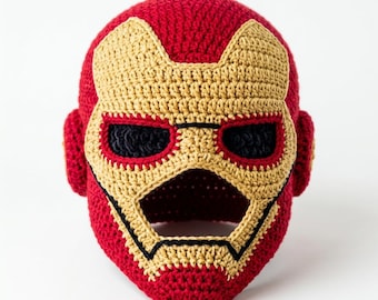 Crochet Pattern Iron Man Mask Hat, Superhero Cosplay Beanie, Avengers Inspired Costume, Intermediate Level, PDF Digital Download