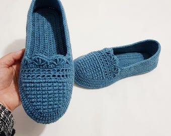 Elegant Crochet Ballet Flats Pattern, Women's House Shoe Slippers (PDF Download)