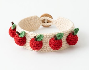 Patroon gehaakte appelarmband, kawaii-fruitsieraden, cottagecore-accessoire (pdf-download)