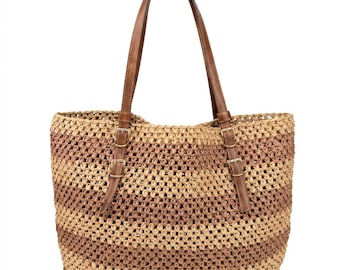 Crochet Beach Tote Bag Pattern, Oversized Boho Summer Shoulder Bag (PDF)