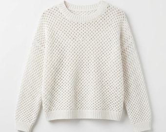 Airy Openwork Sweater Knitting Pattern, Lace Pullover PDF, Summer Jumper (Instant Download)
