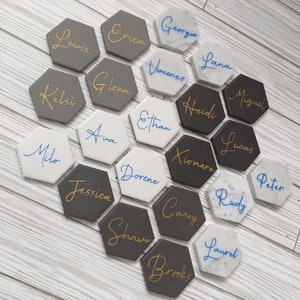 Hexagon Tile Place Cards - Wedding Seating Cards - Event Place Cards