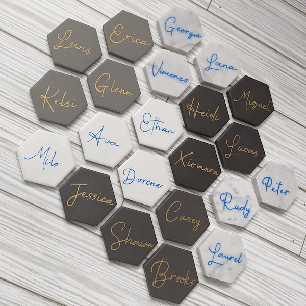 Hexagon Tile Place Cards - Wedding Seating Cards - Event Place Cards