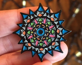 Glow-in-the-dark Mandala Hat Pin