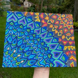 Fire n Ice II ~ Original Mandala Painting on 8”x10” Canvas Panel
