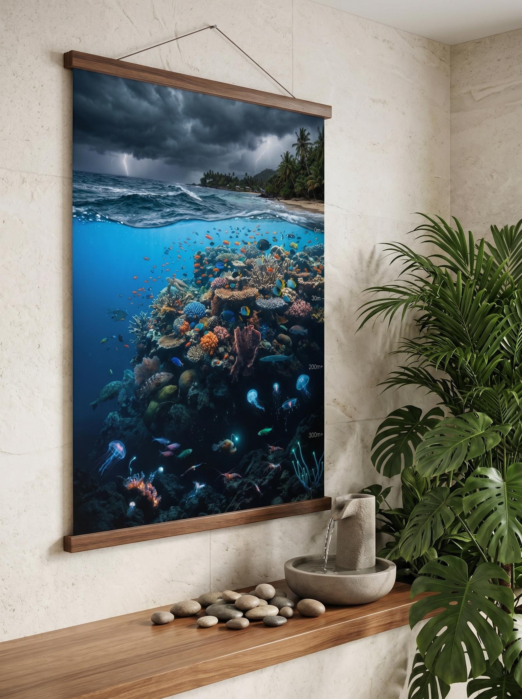 Ocean Cross Section Poster | Deep Sea Wall Art | Marine Biology Print ...