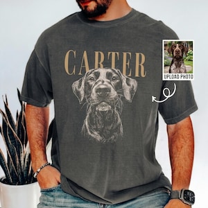 Camiseta personalizada con foto de mascota, camiseta personalizada para perro, camiseta con retrato de mascota, camiseta personalizada con nombre de mascota, regalo para mamás de perros, regalo para mamás de gatos, camiseta conmemorativa para mascotas PTV8