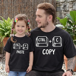 Roliga kopiera-klistra-familjetröjor, matchande pappa-son-outfit, Ctrl C Ctrl V-tröjor CP181