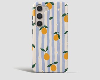 Été méditerranéen à rayures citronnées | Compatible avec Samsung S26 Ultra S26 S25 FE S24 S23 A15 A26 A55