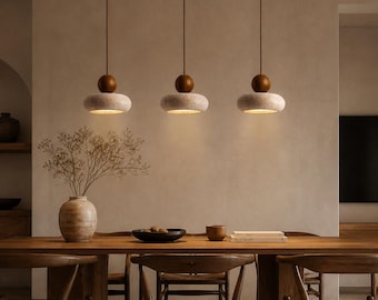 Vintage Yellow Agate Pendant Light, Natural Stone Hanging Lamp, Modern Interior Fixture