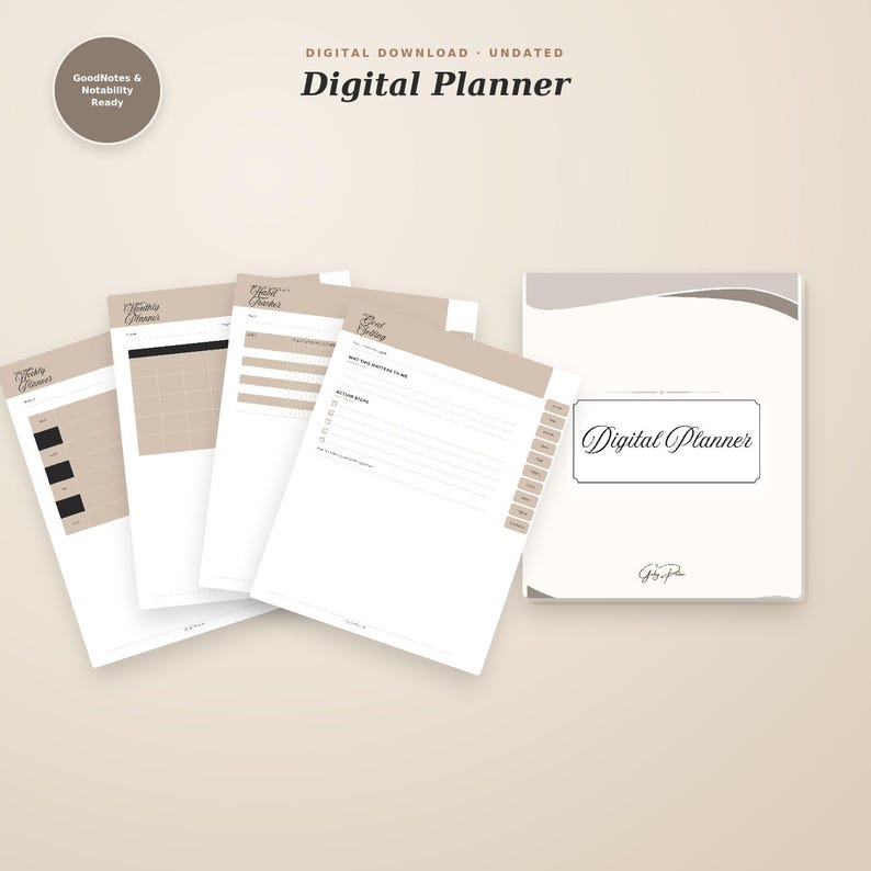 Digital Planner Undated Hyperlinked, Goodnotes Notability iPad Planner ...