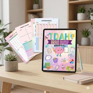 TDAH Brain Dump Journal Digital ADHD Planner & Mind Organizer, Daily Focus Tool, Stress Relief Workbook, Editable Template, Instant Download